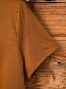 SHEIN EZwear Book & Letter Graphic Tee - Brown - View 5