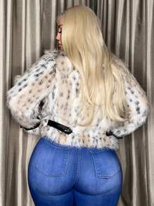 SHEIN SXY Hơn Mở Mặt trước 	
Fuzzy áo - Xám - Xem 2