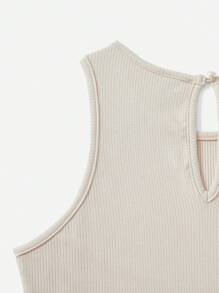 Muchica 素色彈力緊身連體短褲 - 米色 - 查看 5