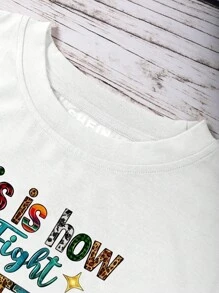 INAWLY Slogan Graphic Tee Graphic Tees Women Tops