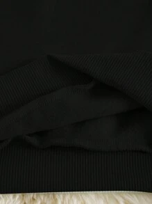 SHEIN EZwear 圣诞印花保暖套头卫衣，秋季卫衣 - 黑色 - 查看 4