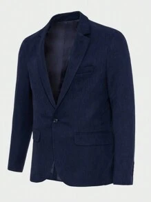 RueChic Men Lapel Collar Single Button Blazer