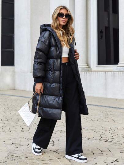 EURMUSE Dragkedja Huva Dunjackor