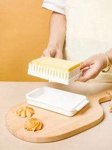 SHEIN Basic living 1入組切割黃油盤子,奶酪切片機收納盒黃油,塑膠黃油盤子帶蓋,黃油密封保存容器盒,飼養員容器適用於冰箱檯面黃油收納和準確切割, - 白色 - 查看 6