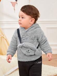 SHEIN Áo nỉ và túi cho bé trai thêu hình hoạt hình. - Xám - Xem 3