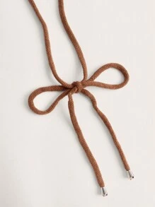 SHEIN CURVE+ Plus Drop Shoulder Drawstring Waist Hooded Duster Cardigan - Brown - View 8