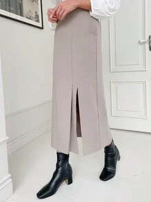 DAZY High Waist Split Thigh Skirt - Apricot - View 7