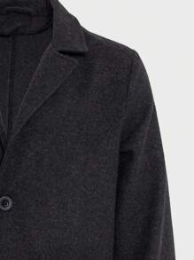 RueChic Men Lapel Neck Flap Detail Overcoat - Dark Grey - View 4