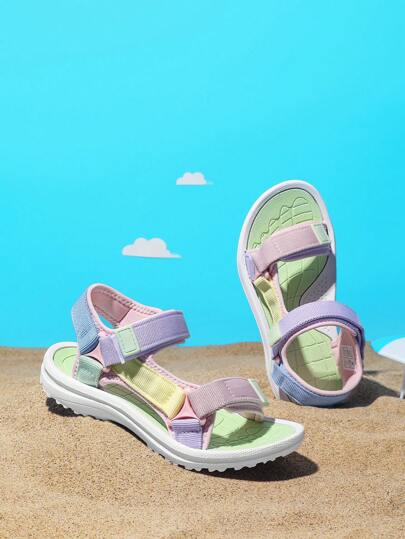 Girls' Summer Lightweight Breathable Colorblock Sports Beach Sandals