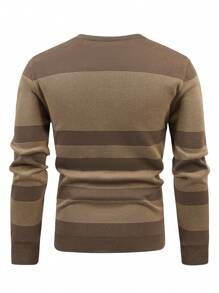 Manfinity Homme Men Striped Pattern Sweater - Coffee Brown - View 2
