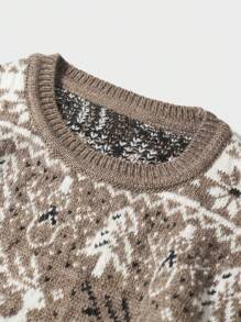 EURMUSE Men Christmas Pattern Sweater - Brown - View 5