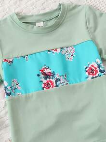 SHEIN Cô Gái Trẻ In hoa Viền Ruffle Đầm & Áo thun & Mũ - Nhiều màu - Xem 5