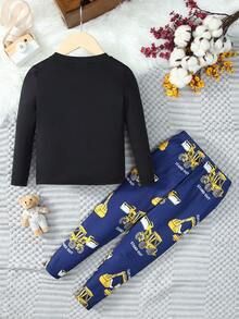 SHEIN Chàng trai trẻ Đồ họa Hoạt hình Vừa Khít Bộ PJ - Nhiều màu - Xem 2