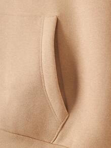 RueChic Teen Girl Letter Graphic Kangaroo Pocket Drop Shoulder Hoodie - Apricot - View 5