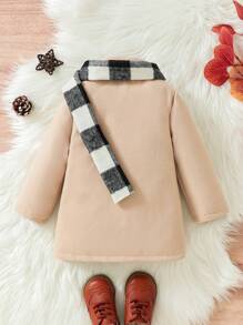 男嬰雙口袋外套&圍巾無毛衣 - 杏色 - 查看 2