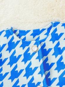 女嬰千鳥格印花前紐扣花呢外套 - 彩色 - 查看 7