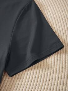 INAWLY Talla grande Camiseta unicolor de cuello V - Gris Oscuro - Ver 4