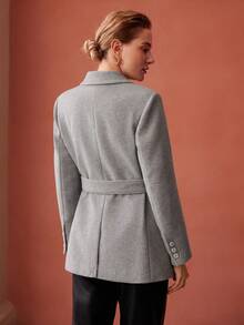 MOTF PREMIUM 西裝領腰帶西裝外套 - 淺灰色 - 查看 3