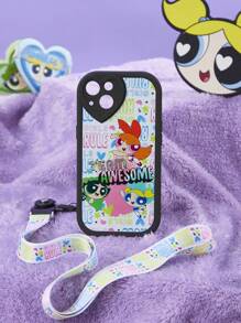 The Powerpuff Girls | ROMWE 1入組字母卡通圖形TPU手機殼帶繩適用於iPhone - 彩色 - 查看 1