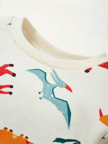 Cozy Pixies 男嬰恐龍印花運動衫 - 杏色 - 查看 3