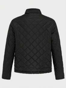 SHEIN Cottnline Men Zip Up Quilted Coat - Black - View 2