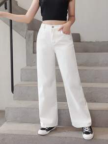 Cô gái Tween Dây kéo bay Quần legging thẳng - trắng - Xem 5