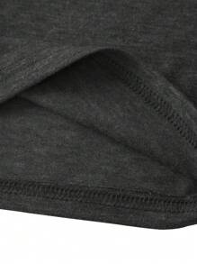 SHEIN EZwear 大碼南瓜&字母圖案T恤 - 深灰色 - 查看 4