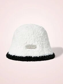 SHEIN MOD Bucket Hat With Letter Logo - White - View 1