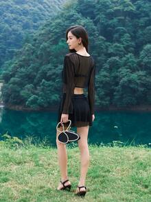 DAZY 4 cái/bộ Bikini Set đi biển mùa hè - màu đen - Xem 4