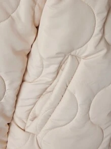 RueChic Men Flap Pocket Drop Shoulder Quilted Coat Without Sweatshirt - Beige - View 4