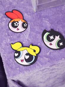 The Powerpuff Girls | ROMWE 1入組卡通設計杯墊,可愛耐熱桌杯墊 - 粉色 - 查看 3