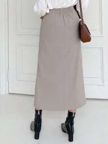 DAZY High Waist Split Thigh Skirt - Apricot - View 2