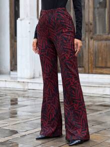 RueChic Allover Print Flare Leg Pants