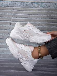 女性休閒運動鞋,老爹鞋,時尚厚鞋底,舒服的跑步和增加你的高度 - 白色 - 查看 2