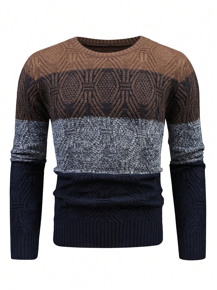 Manfinity Homme Men Geo Pattern Colorblock Sweater - Multicolor - View 1