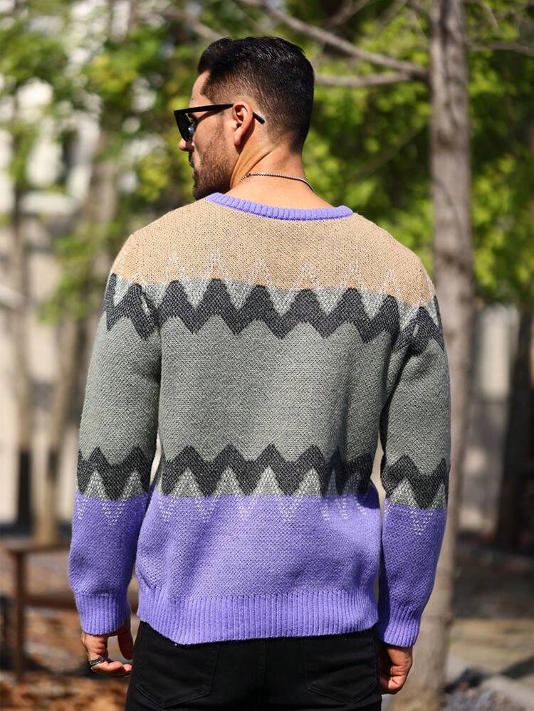 Men Colorblock Sweater