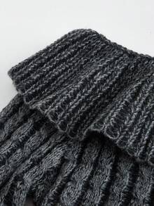 ROMWE Grunge Punk Off Shoulder Gấp lại Áo len - Xám - Xem 4