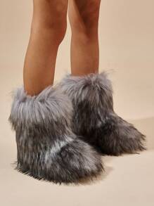 Novos Botas de Neve Quentes e da Moda, Forradas Termicamente e Antiderrapantes até a Panturrilha para Mulheres, Botas com Atmosfera de Natal e Halloween