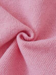 SHEIN Young Girl Turtleneck Cable Knit Sweater - Pink - View 8