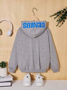 Tween Girl Letter Graphic Zip Up Hoodie