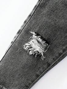 Đứa bé gái Rách Frayed Quần jean - Màu Xám nhạt - Xem 4