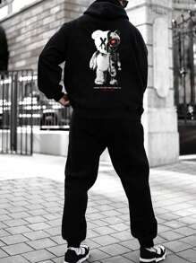 Manfinity LEGND Nam Đồ họa Hoạt hình Dây rút Áo Hoodie & Quần thể thao - màu đen - Xem 1