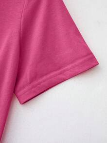 SHEIN EZwear In Bộ xương Áo thun - Màu Hồng Tươi - Xem 4