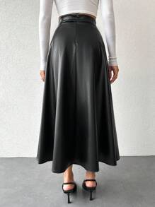 EURMUSE Váy Nữ, Váy PU, Aline - màu đen - Xem 2