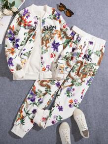 SHEIN Unity Bộ đồ phối họa tiết rồng lót lông dành cho nữ, bán riêng 3 bộ: Cho Mẹ, Cho Tôi - trắng - Xem 1