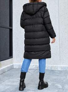 SHEIN Cottnline Women's Hooded Padded Jacket - Black - View 2