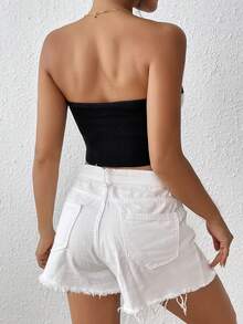 SHEIN Essnce Hai âm Mùa vụ Ống Knit ngọn - Đen và trắng - Xem 3