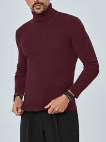 RueChic Homme Pull Unicolore À Col Roulé