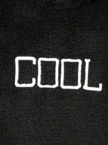 RueChic Nam Thêu Chữ Túi kangaroo Teddy Hoodie & Quần - màu đen - Xem 4