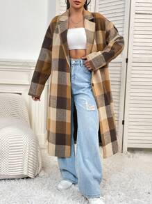 SHEIN Unity Kẻ sọc Dài áo - Rỉ Nâu - Xem 3